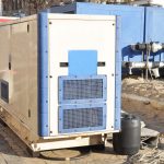 Diesel Portable Generator. Close up on Mobile Diesel Backup Generator. Diesel